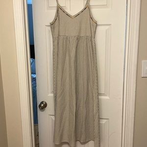 blue striped midi sundress